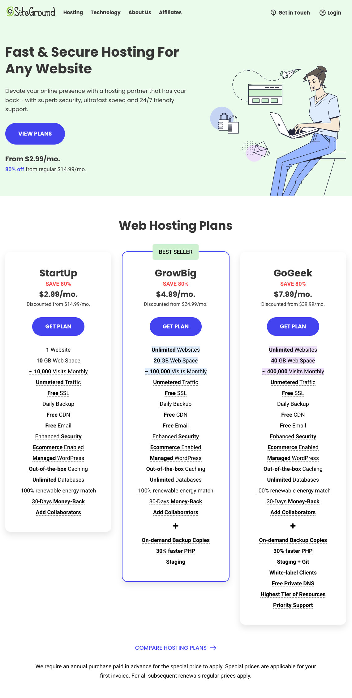 select a hosting plan