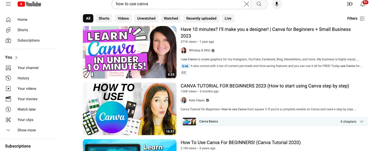 make canva tutorials on youtube